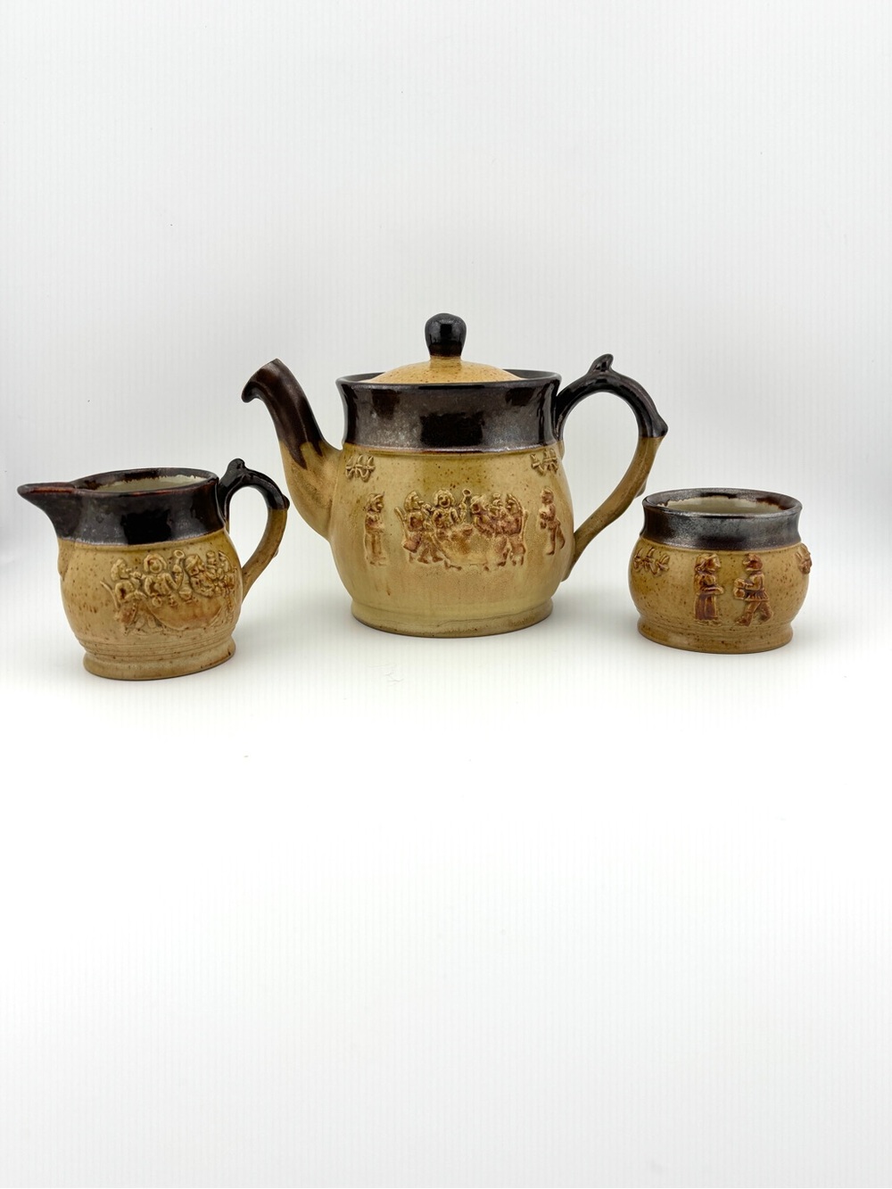 Vintage Denby Made In England Stoneware 3 Piece Tea Set